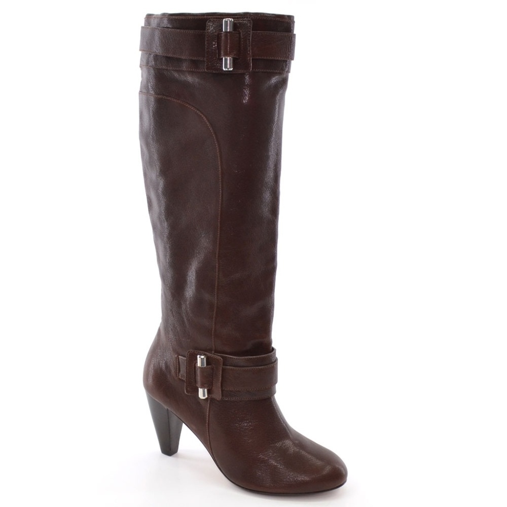 Botkier Brown Leather Toggle Heeled Knee Boots 38